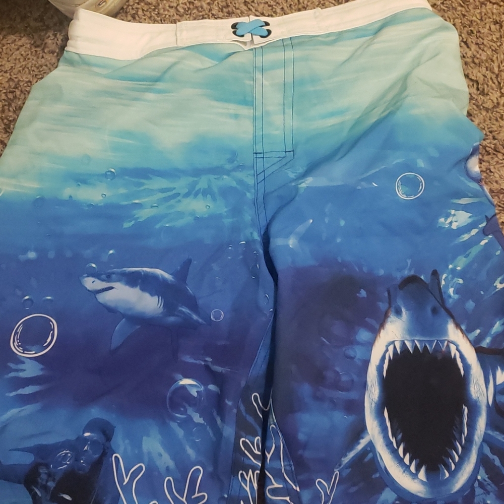 Boys size 18 Athletic Works Shark Swim Shorts